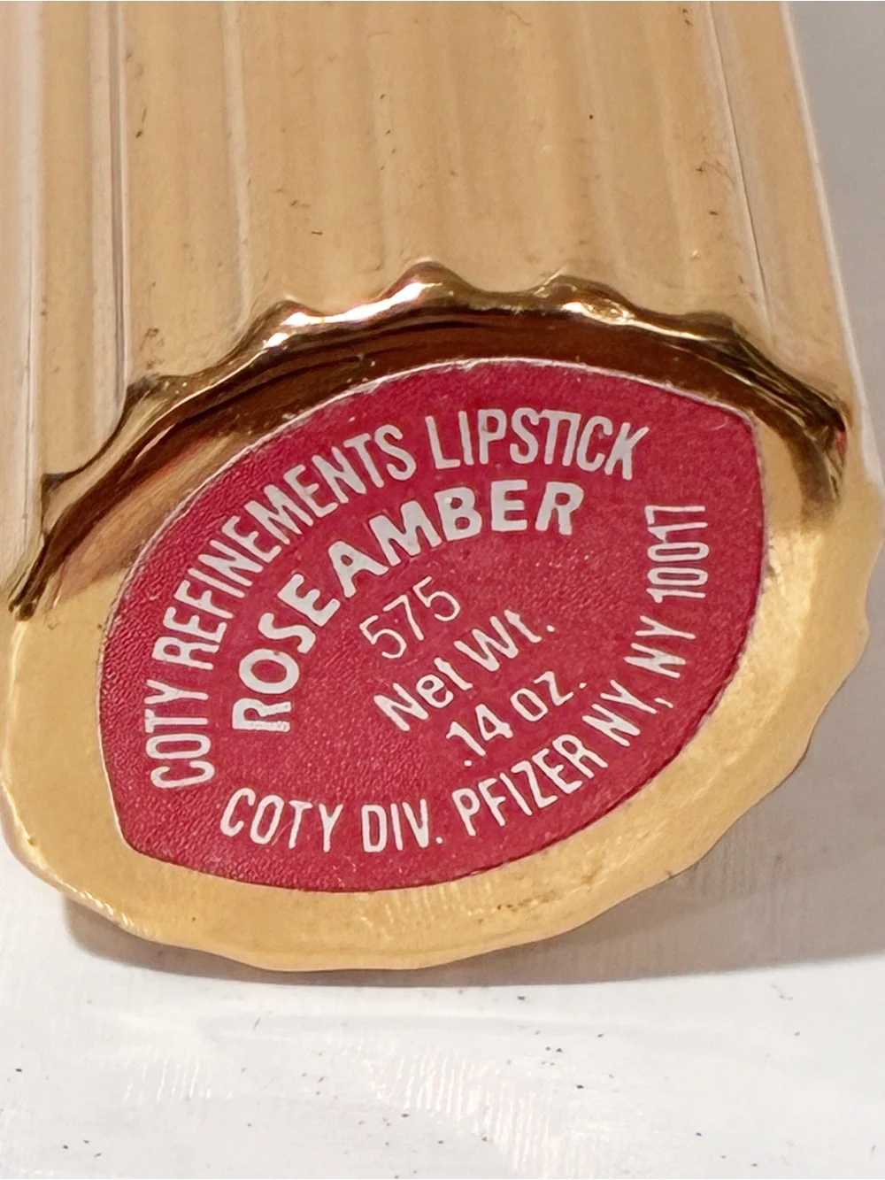 Vintage Coty Refinements Lipstick - 575 Rose Amber Slide Up Gold Tone NEW
